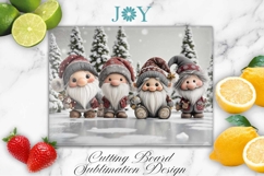 Christmas Gnomes Glass Cutting Board Sublimation PNG Product Image 1