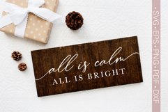 All Is Calm All Is Bright Svg, Winter Farmhouse Sign Svg Png Product Image 1