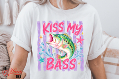 Preppy Kiss My Bass Fish Png, Summer Vibes Shirt Design Product Image 5