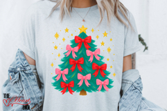Coquette Christmas Tree PNG, Bright Color Christmas Bow PNG Product Image 2