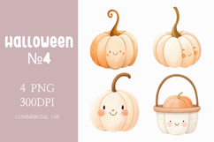 Cute Pastel Pumpkin Clipart Set Halloween Watercolor PNG Product Image 1