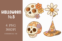Boho Halloween Clipart Skulls, Flowers, Witch Hat Product Image 1