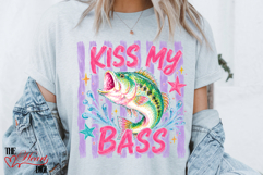 Preppy Kiss My Bass Fish Png, Summer Vibes Shirt Design Product Image 4