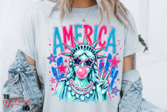 Glam Statue of Liberty Blowing Bubble Png, USA Png Product Image 2