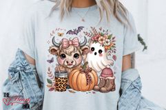 Cute Fall Highland Cow Ghost PNG, Spooky Season PNG Product Image 2