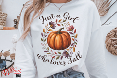 Just a Girl Who Loves Fall PNG, Boho Flower Pumpkin PNG Product Image 4