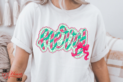 Merry PNG, Peppermint Merry Christmas PNG, Coquette Bow PNG Product Image 2