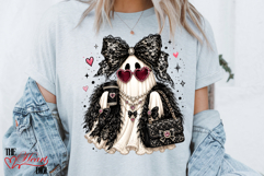 Glam Ghost PNG, Preppy Black Lace Ghost Sublimation Product Image 3