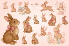Vintage Watercolor Rabbits Clipart Hand-Painted Illustration Product Image 9