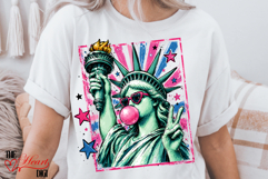 Preppy Statue of Liberty Blowing Bubble Png, Glam USA PNG Product Image 1