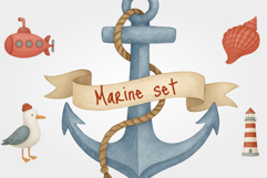 Marine Illustrations in Children’s Style 17 PNG Cliparts Product Image 1