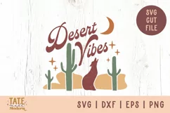 Retro Desert Vibes SVG cut file - Southwest coyote svg Product Image 1