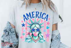 Preppy Statue of Liberty Blowing Bubble PNG, Girly America Product Image 3