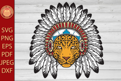 Jaguar Head with Native American Chief Headdress Product Image 1