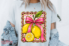Coquette Lemon PNG, Pink Bow Lemon Summer Sublimation Design Product Image 2