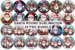 Santa Round Sublimation Bundle | Santa Coaster Design PNG Product Image 1