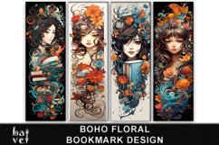 Boho Floral Bookmark Sublimation | Fantasy Bookmark PNG Product Image 1