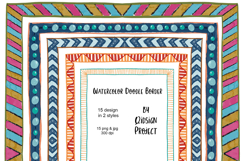 15 Cute Watercolor Doodle Borders for Pages &amp; Worksheets Product Image 2