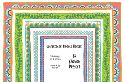 15 Cute Watercolor Doodle Borders for Pages &amp; Worksheets Product Image 3