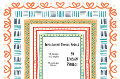 15 Cute Watercolor Doodle Borders for Pages &amp; Worksheets Product Image 1