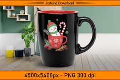 Cute Snowman in Red Cup with Candy Cane Christmas PNG Product Image 3
