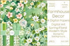 Floral Spring flowers Romantic Digital Paper Fresh greenery Product Image 1