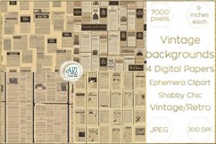 Vintage Retro Old Newspapers Digital Papers Bohemian Shabby Product Image 1