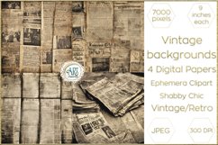 Vintage Retro Old Newspapers Digital Papers Bohemian Shabby Product Image 1