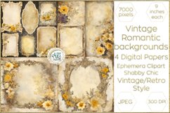 Watercolor Vintage Butterscotch Floral Frame Digital Papers Product Image 1