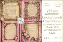 Vintage Watercolor Floral Frame Papers backgrounds Ephemera Product Image 1
