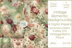 Vintage Classic digital papers Bohemian Floral fantasy art Product Image 1