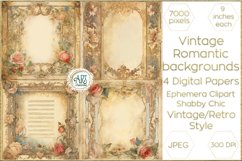 Watercolor Vintage Blush pink Floral Frame Digital Papers Product Image 1
