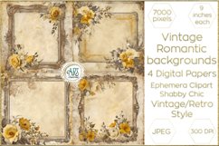 Watercolor Vintage Butterscotch Floral Frame Digital Papers Product Image 1