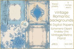 Vintage Watercolor Floral Dusty Pink Roses Digital Papers Product Image 1