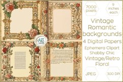 Vintage Watercolor Floral Frame Papers backgrounds Ephemera Product Image 1