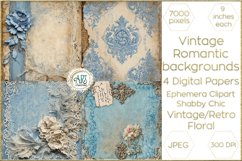 Vintage Old Fantasy Book Pages digital papers Boho Floral Product Image 1