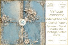 Watercolor Vintage Old Book Pages Floral Digital Paper Decor Product Image 1