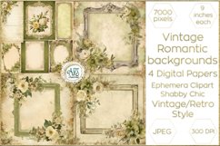 Vintage Watercolor Floral Frame Papers backgrounds Ephemera Product Image 1