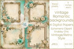 Vintage Purple digital papers Bohemian Flowers old textures Product Image 1