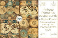 Victorian Old Fantasy Maps Scrapbook digital papers textures Product Image 1
