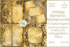 Victorian Gold Scrapbook digital papers soft textures shabby Product Image 1