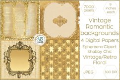 Vintage Butterscotch Gold Floral Frame Digital Papers Chic Product Image 1