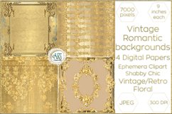 Victorian Gold Scrapbook digital papers soft textures shabby Product Image 1