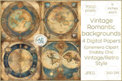 Watercolor Vintage Maps Old Digital Paper Fantasy Bohemian Product Image 1