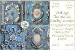 Vintage Watercolor Old Romantic Digital Paper Bohemian Decor Product Image 1