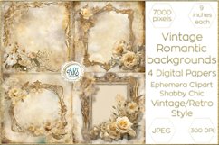 Watercolor Ivory Vintage Digital Paper Shabby Chic Bohemian Product Image 1