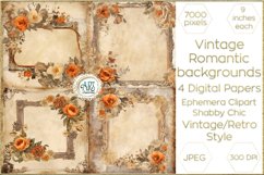 Watercolor Vintage Digital Paper Shabby Chic Bohemian Flower Product Image 1