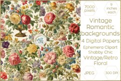 Vintage Classic digital papers Bohemian Floral fantasy art Product Image 1