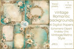 Victorian Scrapbook Dusty Teal digital paper soft textures Product Image 1