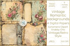 Watercolor Vintage Old Book Pages Floral Digital Paper Decor Product Image 1